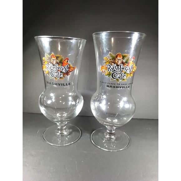 Rain Forest Cafe Nashville Tennessee Stemmed Hurricane Cocktail Glaases - Picture 2 of 5